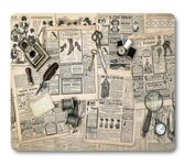 Wknoon Antique Accessories Design Old Fashion Magazine Sewing and Writing Tools Ancient Clock Print Art Mouse Pad