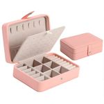 YouBella Jewellery Organiser Jewellery Box PU Leather Portable Storage Box Case with Dividers Container for Rings, Earrings, Necklace Home Organizer (Pink)