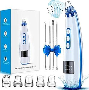 Blackhead Remover Pore Vacuum Upgraded Facial Pore Cleaner Electric Comedone Whitehead Extractor Tool-5 Suction Power,5 Probes,USB Rechargeable Blackhead Vacuum Kit for Women & Men