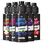 Vape District Vape Liquid 5 x 100ml Apple & Raspberry + Blackcurrant + Blueberry + Grape + Strawberry Vape Juice E Liquid 70VG/30PG E-Liquid Ecig Juice No Nicotine Short Fill