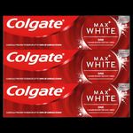 Colgate Max White One Whitening Toothpaste, Teeth Whitening Toothpaste with a Clinically Proven Formula, Removes up to 100% of Surface Stains, 1 Shade whiter in 1 week, 75ml (Pack of 3)