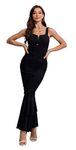 CHARTOU Women's Sleeveless Strappy Prom Party Evening Ruched Bodycon Mermaid Fishtail Maxi Dress, Black, X-Large