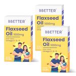 BBETTER Flaxseed Oil Softgels - Omega 3 6 9 Vegetarian Capsules for a Healthy Heart & Brain - 1000mg Flaxseed Oil capsules - 180 Capsules