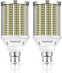 DragonLight 2024 Newest 40W Super Bright LED Corn Light Bulbs(300 Watt Equivalent) - B22 Bayonet Cap LED Bulbs - 6000K Daylight 4800 Lumens for Large Area Lighting [Twin Value Pack]