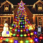 Christmas Lights Outdoor 360 LED, Waterfall Christmas String Lights, Waterproof 8 Modes Fairy Lights, Plug-in Led Lights for Indoor Outdoor Yard Wedding Patio Holiday Xmas Tree Decorations, Colorful