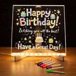 One94Store LED Acrylic Writing Board with Light & 7 Pens | 15x15 cm DIY 3D Rewritable Message Pad | Personalized Night Lamp & Display Board for Home, Office Desk, Kids & Gifts