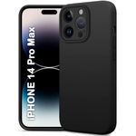 TheGiftKart Liquid Silicone Back Cover Case for iPhone 14 Pro MAX | Soft Micro-Fibre Lining Inside | Camera & Screen Protection | Shockproof Back Case for iPhone 14 Pro Max (Silicone, Black)