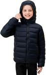 SOLOCOTE Girls Winter Coats Lightweight Water-Resistant Windproof Packable Hooded Down Like Padding Jacket, SLN2108-Navy-11-12Y
