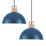 SESIMENT Blue Farmhouse Pendant Light 11.8inches 2 Packs, Industrial Pendant Light, Pendant Lights Kitchen Island, Dome Pendant Light, Kitchen Pendant Light for Kitchen, Bedroom, Living Room