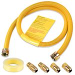 Grehitk Flexible Gas Line Connector for Dryer(3/4 24inch), Gas Hose Connector Kit for Stove, Water Heater, Gas Log, Pipe Diameter 1 in. OD(3/4 in. ID), Connector Size 3/4" FIP.3/4"MIP, Stainless Steel