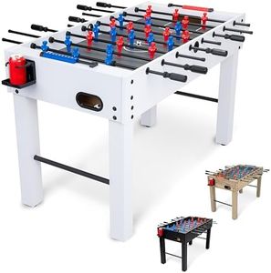 GoSports 48 Inch Game Room Size Foosball Table - White Finish - Includes 4 Balls and 2 Cup Holders