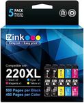 E-Z Ink (TM) Remanufactured Ink Cartridge Replacement for Epson 220 XL 220XL T220XL to use with WF-2760 WF-2750 WF-2630 WF-2650 WF-2660 XP-320 XP-420 XP-424(2 Black, 1 Cyan, 1 Magenta, 1 Yellow) 5Pack