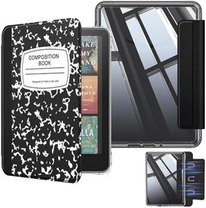 Fintie Detachable Magnetic Case for 7" All-New Kindle Paperwhite 12th Generation 2024 and Kindle Colorsoft, Slim Lightweight Clear Back Shell Removable Cover with Auto Wake/Sleep, Composition Book