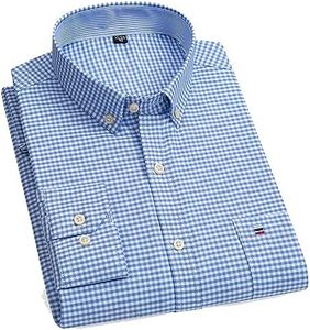 MAOAEAD Camisas Oxford para hombre, camisa casual de algodón de manga larga, con botones, a cuadros, formal, camisa de gran tamaño, talla S ~ 7XL, 508, 43/3XL