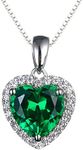 Navachi 925 Sterling Silver 18k White Gold Plated 3.7ct Heart Emerald Az9632p Necklace Pendant 18"