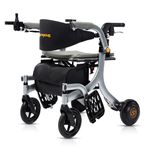 Sinceborn 4 in 1 Electric rollator - Versatile Mobility Aid with Seat, Lightweight Foldable Transport Wheelchair & Drive Walker for Seniors, Aluminum Alloy Hertz Silver