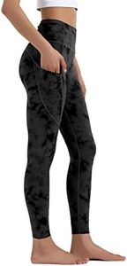 OVRUNS Yoga Pants for Women Tummy Control Gym Leggings with Pockets for Sport Athletic Workout Running - Speckle Black Dye - XL