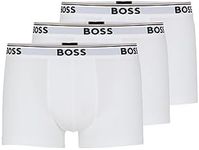 BOSS HUGO BOSS Men's 3-Pack Stretch Cotton Regular Fit Trunks, White, Medium