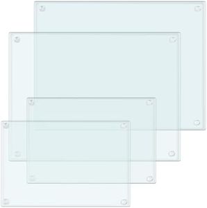 4Pcs Tempered Glass Cutting Board for Kitchen Countertop with Rubber Feet Non-slip Chopping Board Clear Cutting Board Scratch Resistant,Heat Resistant,Shatter Resistant,Dishwasher Safe (clear-4pcs)