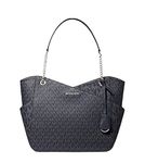 MICHAEL Michael Kors Womens Michael Kors Jet Set Travel Large Chain Shoulder Tote Black Mk Signature, Black, Large