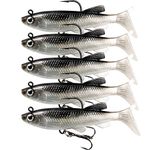 Fishing Lures for Bass, VMSIXVM Fishing Jig Head Swim Shad Lure, Soft Plastic Swimbaits with Paddle Tail, Trout Bass Sinking Baits Kit for Saltwater/Freshwater, Fishing Gear and Fishing Gifts