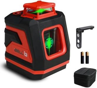 iBELL IBL LL5-45 Green Beam Self-Leveling Laser Level 45M/131ft | 5-Line | 4 Horizontal & 1 Vertical | ±0.3mm/m Precision | IP54 Waterproof | 2xAA Batteries | Home, DIY & Professional Use..