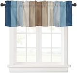 Valance Curtain Elegant Privacy Decorative Rod Pocket Retro Navy Blue Brown Stripes Wood Grain Window Curtain Valance for Kitchen Bathroom Bedroom Sliding Glass Door,1 Panel 54x18 Inch