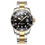 OLEVS Watches for Men Big Face Two Tone Stainless Steel Analog Quartz Mens Watches Classic Black Rotating Bezel Watches for Men Fashion Waterproof Luminous Men's Dress Watch Reloj para Hombre