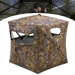 RPNB One-Way 270 Degree See Through Hunting Blind, 2-3 Person Portable Pop-Up Ground Blinds with Carrying Bag, Noise-Free Durable Camouflage Hunting Tent for Deer & Turkey Hunting