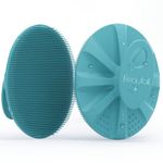 BEAUTAIL Silicone Body Scrubber Shower Bath Wash Brush Gentle Exfoliating Scrub Cleansing Loofah for Women Men Baby Sensitive Skin, Easy to Clean, Lather Nicely, More Hygienic, 1 Pack, Cyan