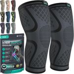 MODVEL 2 Pack Knee Braces for Men & Women Knee Compression Sleeves for Weightlifting - Knee Brace for Plus Size and Joint Pain