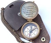 Thoreau's Go Confidently Quote Engraved Compass with Stamped Leather case, Camping Compass, Boating Compass, Gift Compass, Graduation Day Gifts