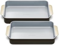 Caraway Non-Stick Ceramic 9”x13” Rectangle Pan Duo - Naturally Slick Ceramic Coating - Non-Toxic, PTFE & PFOA Free - Perfect for Brownies, Lasagnas, and More - Black