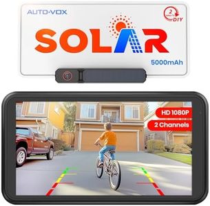 AUTO-VOX Solar Wireless Backup Camera with 5" 1080P Monitor: 5000mAh Battery 2 Mins DIY Installation & 2 Split Screen Back Up Camera, IP69K Waterproof Reverse Camera for Car, Van, SUV, Truck, Trailer