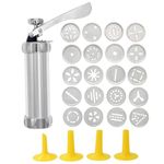 Cookie Press,Cookie Press Gun Kit,Aluminum DIY Cookie Press Set with 20 Cookie Press Discs & 4 Nozzles,Cookie Maker Machine for Baking Biscuit Cake Cookie