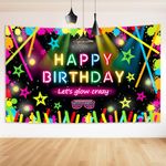 Bigqin Birthday Decorations Banner Happy Birthday Banner Glow Stick Backdrop Bunting Happy Birthday Tapestries Background Cloth for Birthday Party (180 * 110cm)