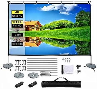 Projection Screen 120 inch, Washable 16:9 Foldable Anti-Crease Portable Projector Movies Screen for Home Theater Outdoor Indoor Support Double Sided Projection (100'' with Stand)