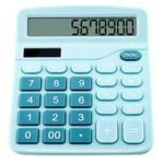 Calculator, 12 Digits Desk Calculator with Big Sensitive Button, Clear Large Display Calculator, Solar and Battery Calculators, Standard Function Desktop Calculator for Office Home School (Blue)