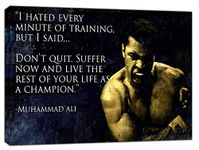 artsprints Muhammad ALI HIS Traning Quote Print ON Wood Framed Canvas Wall Art 12’’x 8’’inch -18mm Depth