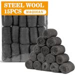 Steel Wool Pads 0000 15PCS - Steel Wool Roll Glass Wood Fabric Metal Extra Fine Steel Wool 0000 Polishing Chrome Glass Polishing Pads Wool Steelwool Mice Control Weep Hole Covers Walls Fill