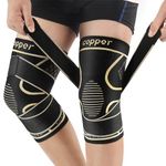 Copper Knee Braces with Strap for Knee Pain Women and Men(2 Pack), Knee Compression Sleeve for Arthritis, ACL, Meniscus Tear, Joint Pain Relief, Knee Support for Working, Running, Weightlifting(2XL)