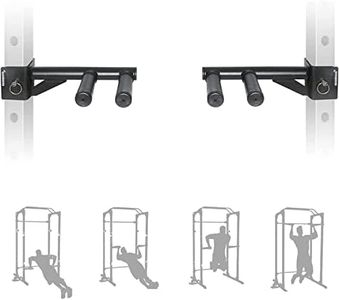 SYL Fitness Dip Bar Attachments for 2" x 2" or 3" x 3" Power Rack - Narrow & Wide Dips Double Handles (Patent Pending) (For 3" x 3" Rack)