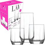 LAV Set of 18 Drinking Glasses 3 different sizes 385 ml, 310 ml, 210 ml. Water glasses for cold Drinks, Cocktails, liquors, spirits tumbler for the summer