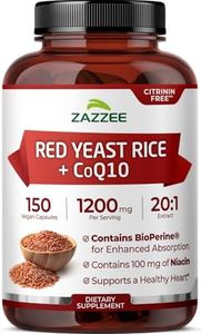 Zazzee Extra Strength Red Yeast Rice 10:1 Extract, 1200 mg, Citrinin Free, 200 Vegan Capsules, Over 3 Month Supply, Concentrated and Standardized 10X Extract, 100% Vegetarian, All-Natural and Non-GMO