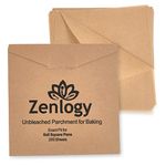 Zenlogy 8x8 Parchment Squares (200 sheets) - Unbleached, Non-stick, Pre-cut Parchment Paper - Fits 8x8 Brownie Square Pans and Toaster Oven Trays, and Air Fryer - Great for Wraps, Baking, Roasting