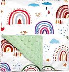 Baby Blankets, Toddler Blanket for Boys Girls, Dotted Backing, Double Layer, Crib Receiving Blanket, for Nursery/Stroller/Toddler Bed/Carseat, 30 x 40 Inch (Rainbow)