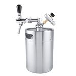 TOPINCN 5L Mini Beer Dispenser Set, Portable 304 Stainless Steel Keg with Faucet Tap Pressurized Home Brewing Craft Beer System for Party Bar Silver 10.43 * 6.69in