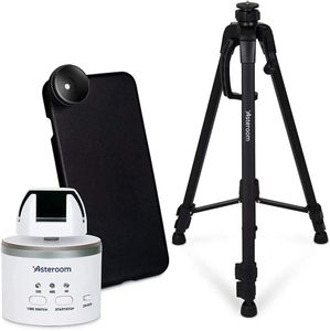 360 Camera 3D Virtual Tour Real Estate Kit + iPhone 13 Pro Max Phone Case Bundle by Asteroom - 2nd Gen. Gear Includes Digital Camera Rotator, Fisheye Cam Lens, Tripod