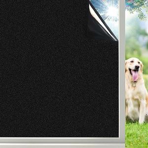 Coavas 100% Blackout Window Film UV Heat Blocking Window Privacy Film Room Darkening Frosted Glass Window Cover Static Cling Removable Window Tint for Home Day Sleep Bedroom (No Glue,35.4"W x 78.7"L)