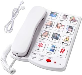 Big Button Phones for Seniors, Phone for Elderly with Dementia - 110dB Ringer Home Phone with 10 Photo Buttons for Easy Dialing - Hearing Impaired Telephone, Corded Landline Phones for Home